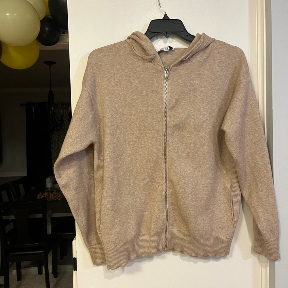 Magaschoni Tan Zip-Up Hoodie